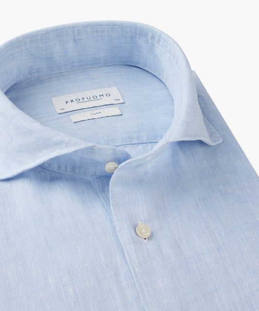Lichtblauw linnen slim fit hemd Profuomo - PPVH10020A-L-M-N