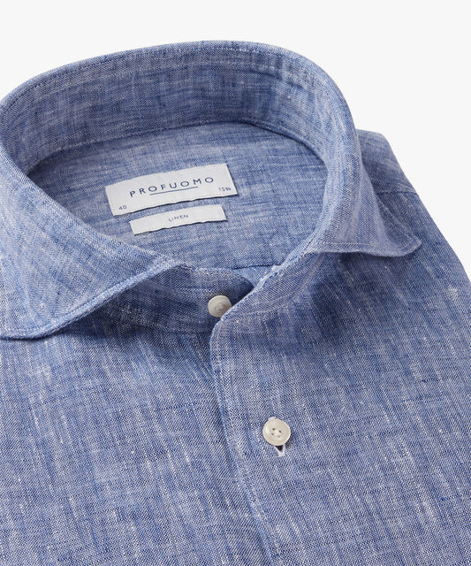 Indigo linnen slim fit overhemd Profuomo - PPVH10020A-L-M-N