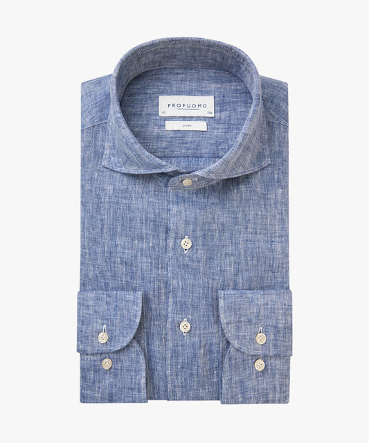 Indigo linnen slim fit overhemd Profuomo - PPVH10020A-L-M-N