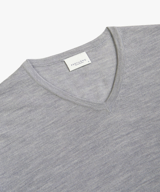 Light grey merino V-Neck pullover Profuomo - PPVJ30026A-D