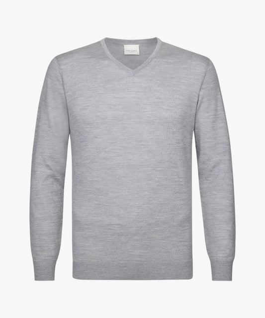 Light grey merino V-Neck pullover Profuomo - PPVJ30026A-D