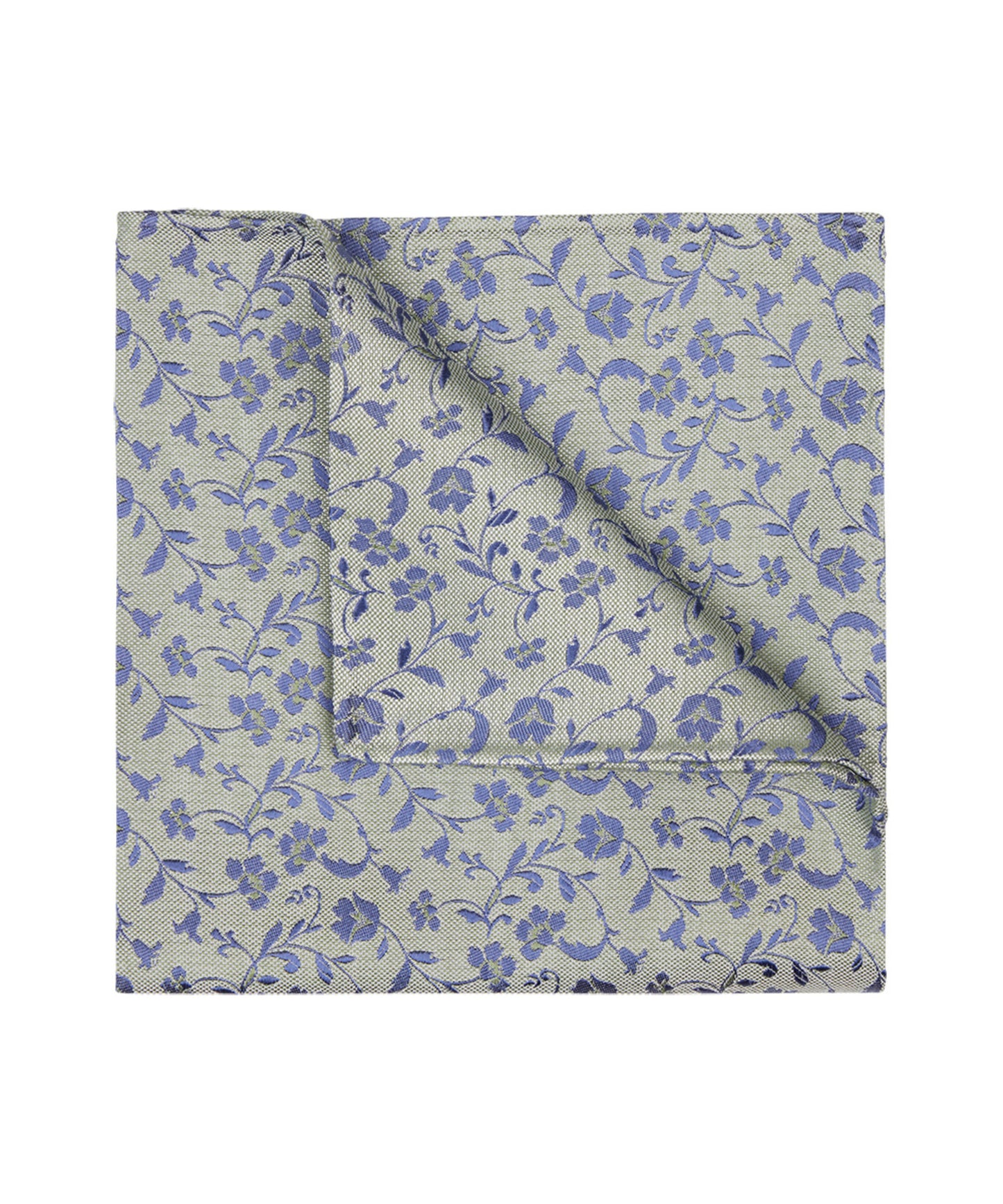 Green silk pocket square with flowers Profuomo - PPVN10058C