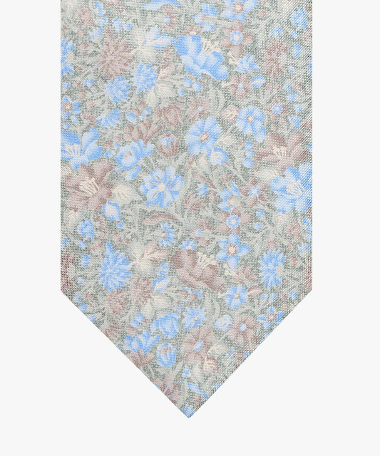 Light green silk tie with flowers Profuomo - PPWA10046D