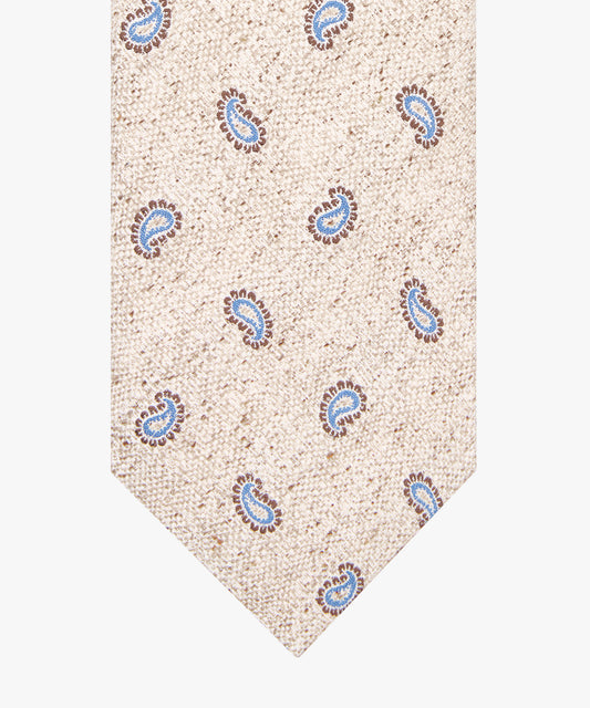 Beige silk tie with paisley Profuomo - PPWA30006B