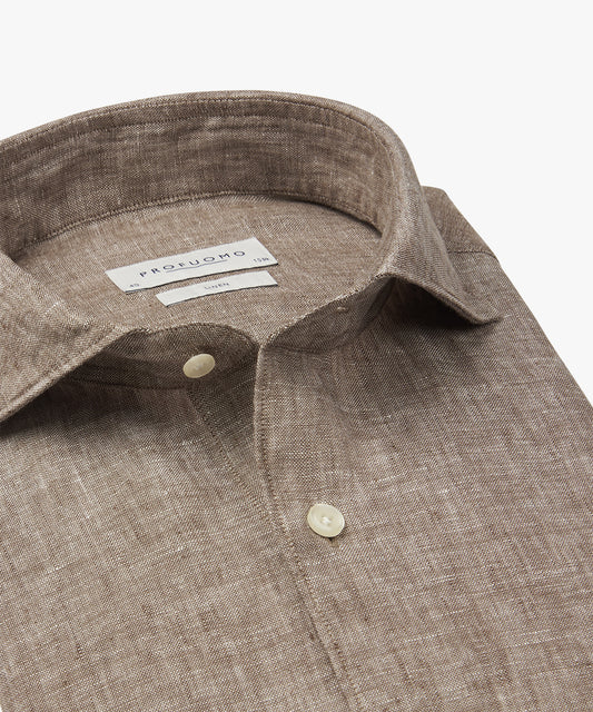 Brown linnen slim fit shirt Profuomo - PPWH10020A-B-C-G