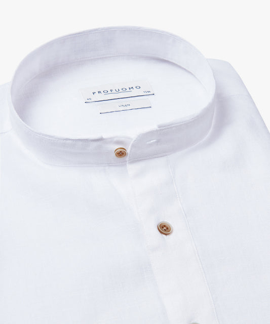 White slim fit linnen shirt Profuomo - PPWH10025A