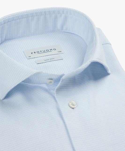 Light blue structured slim fit cotton shirt Profuomo - PPWH30004A