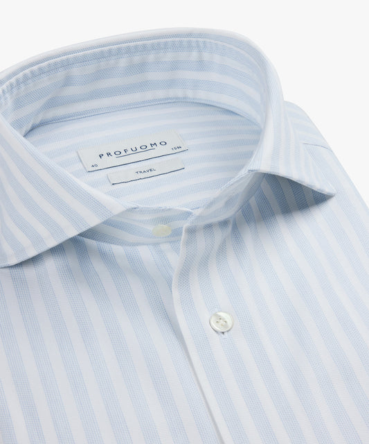 Light blue striped cotton slim fit shirt Profuomo - PPWH30019A
