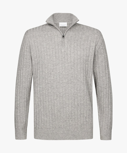 Light grey woolen zip pullover Profuomo - PPWJ30019C-E