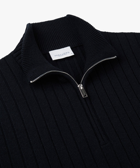 Navy woolen zip pullover Profuomo - PPWJ30019C-E