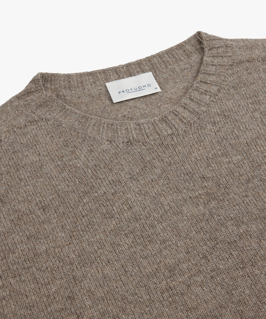 Bruine wollen kasjmier trui met ronde hals Profuomo - PPWJ30044A-C-D