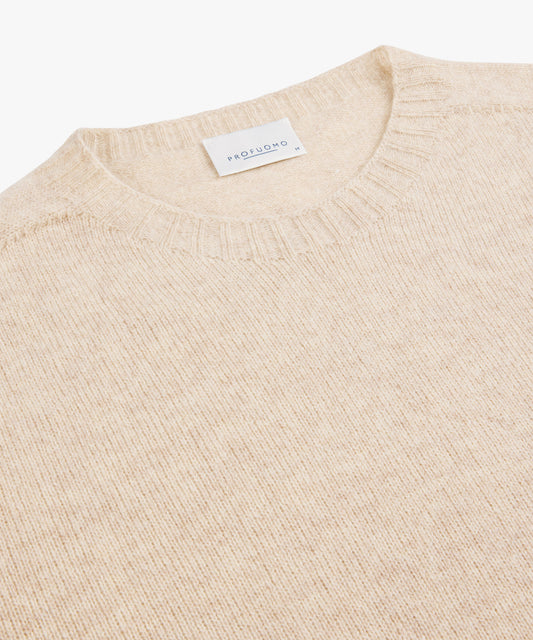 Ecru wool-cashmere crew neck pullover Profuomo - PPWJ30044A-C-D