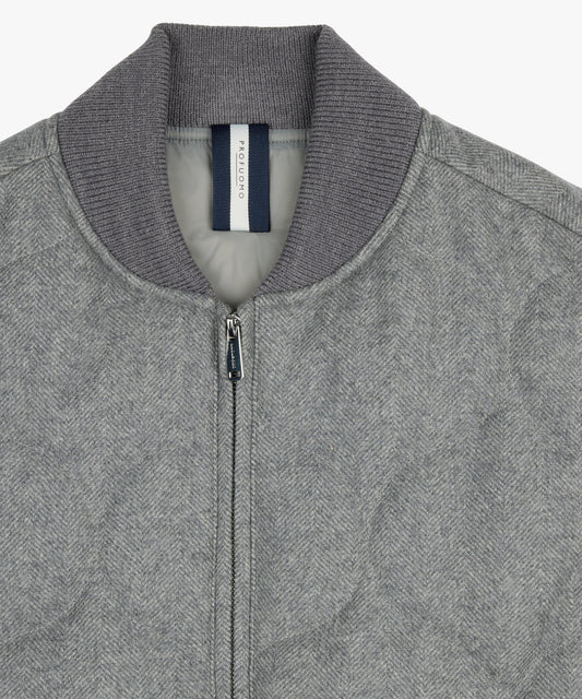 Grijze wollen visgraat bodywarmer Profuomo - PPWU30006A