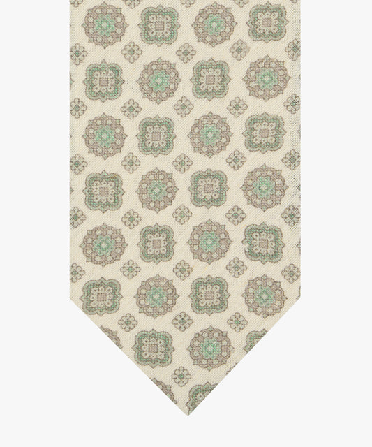 Cream silk tie with print Profuomo - PPXA10038D