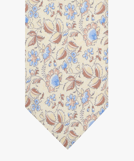 Cream silk tie with print Profuomo - PPXA10042A-B