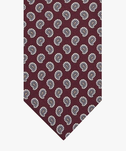 Bordeauxrode zijden stropdas met paisleyprint Profuomo - PPXA30033C