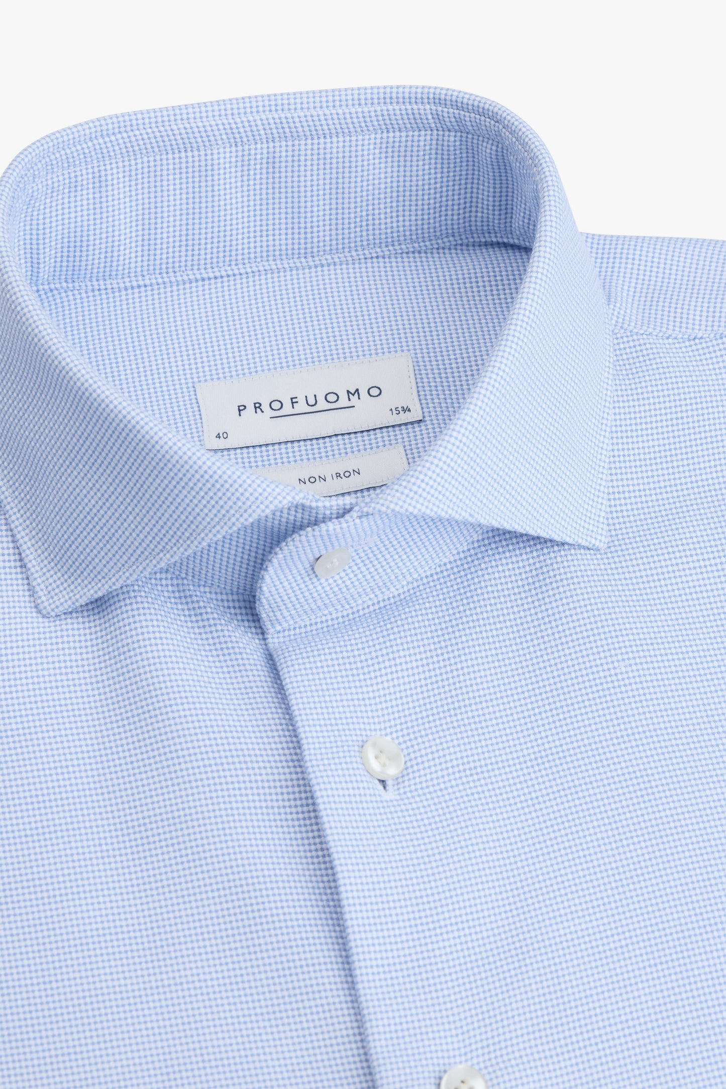 Blue structured cotton slim fit shirt Profuomo - PPXH30006C