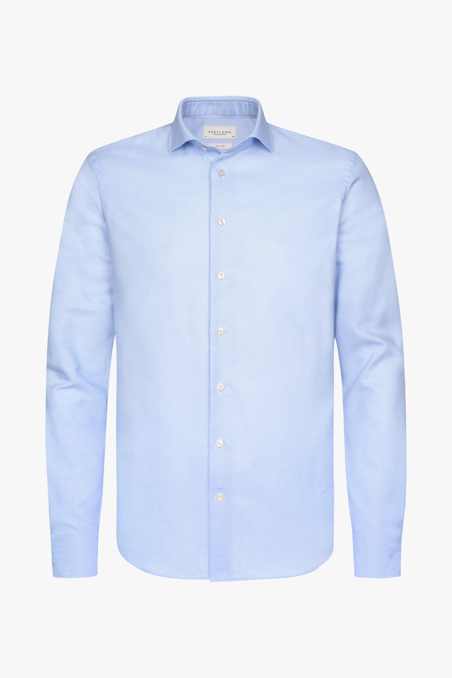 Blue structured cotton slim fit shirt Profuomo - PPXH30006C