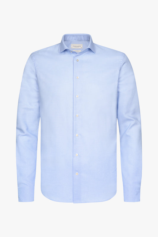 Blauw gestructureerd katoenen slim fit overhemd Profuomo - PPXH30006C
