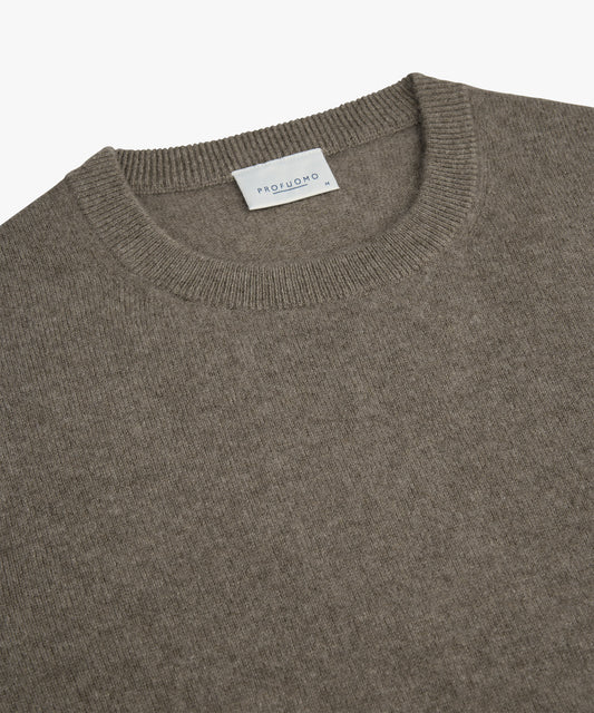Dark beige cashmere crew neck pullover Profuomo - PPXJ30037A-D