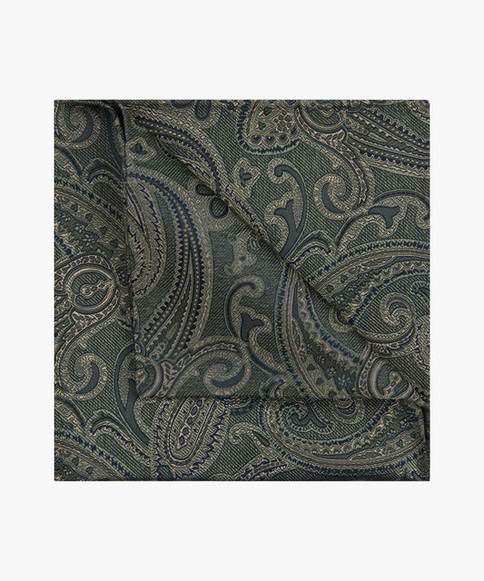 Green silk pocket square with paisley print Profuomo - PPXN30042D