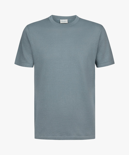 Blue grey cotton linnen T-Shirt Profuomo - PPXT10006B-F