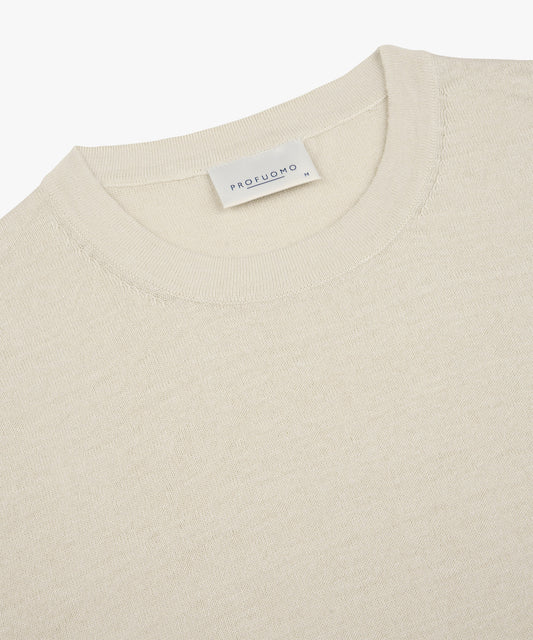 Ecru cotton linnen T-Shirt Profuomo - PPXT10006B-F
