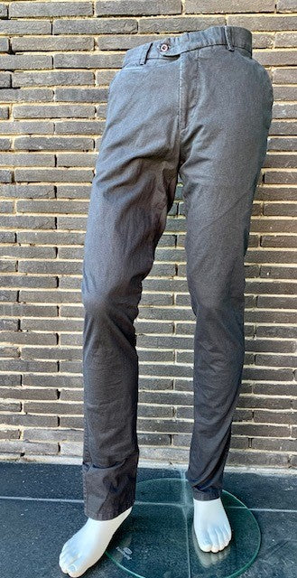 Dark grey structured cotton low fit trousers Per Steff - Limo 1572/909