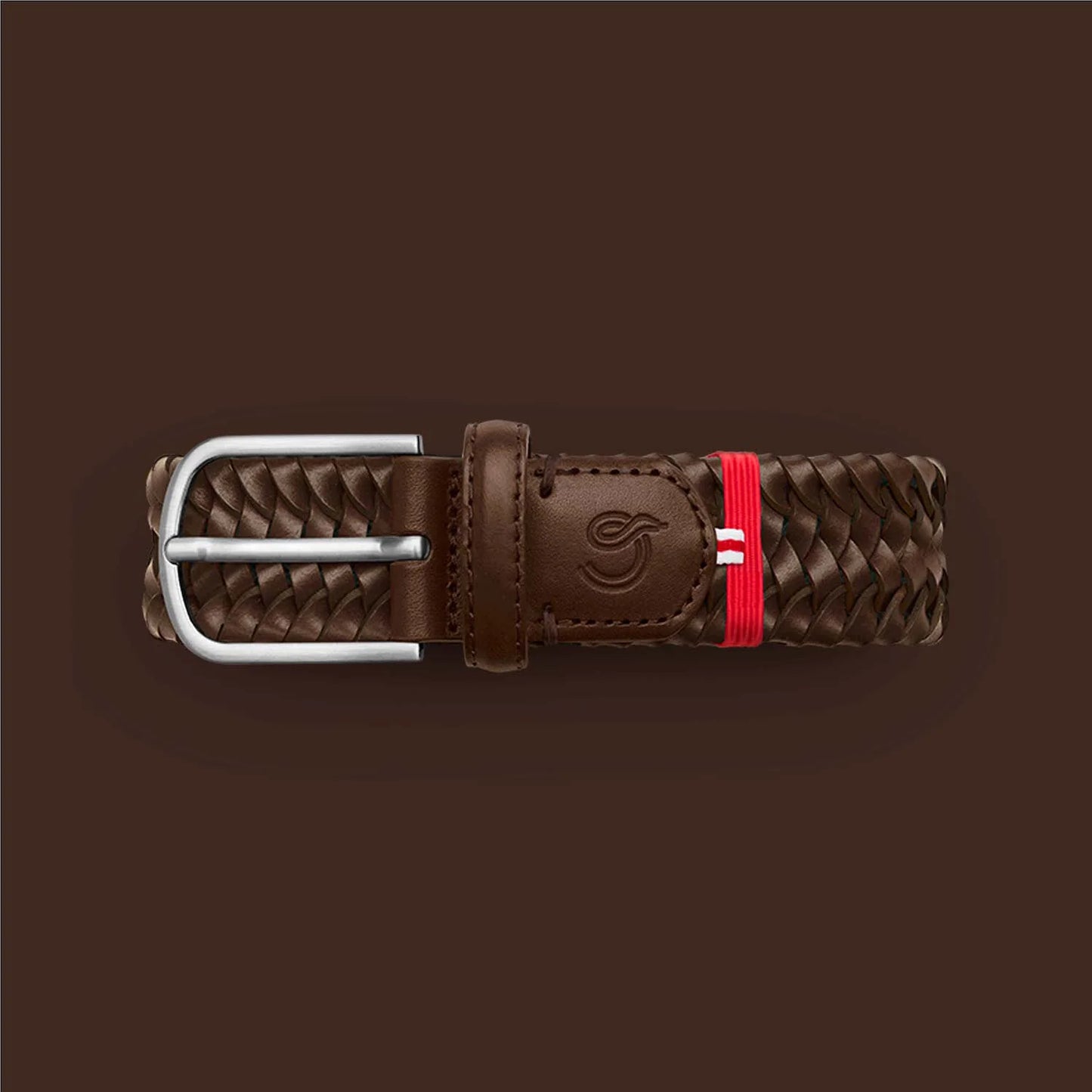 Donkerbruine leren elastische riem La Boucle - Roma