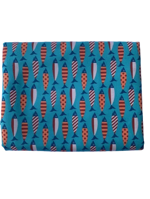 Turquoise handdoek met sardientjes Red - RF30007/V0036