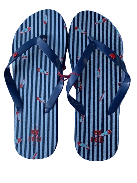 Navy striped slippers with boats Red - RF30081/V0389