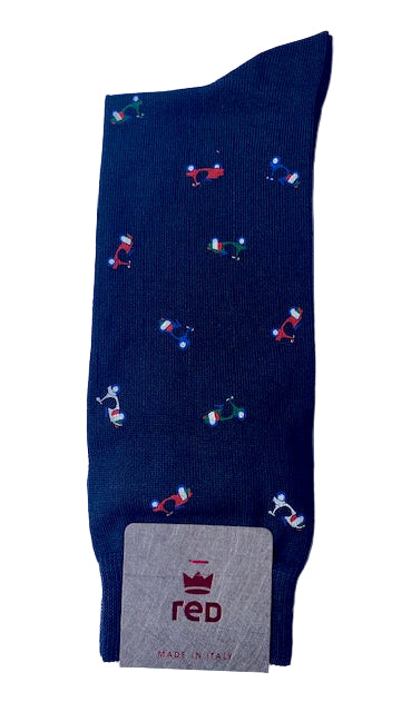 Navy cotton socks with vespa Red - 62E96G/V2136