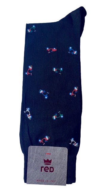 Navy cotton socks with vespa Red - 62E96G/V2136