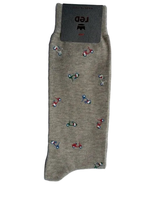 Beige socks with vespas Red - 62A22G/V2066