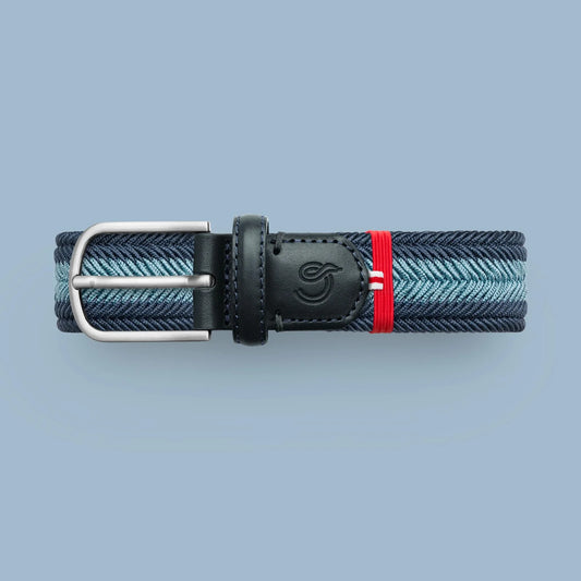 Blauw & lichtblauw katoenen elastische geweven riem La Boucle - Sheffield