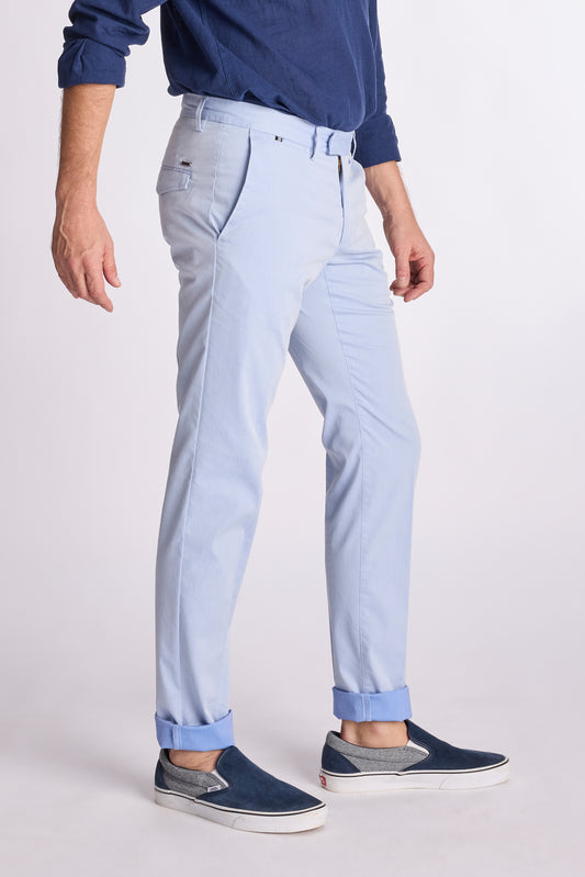 Lichtblauwe modern fit broek Zilton - Sidney-D 44/302