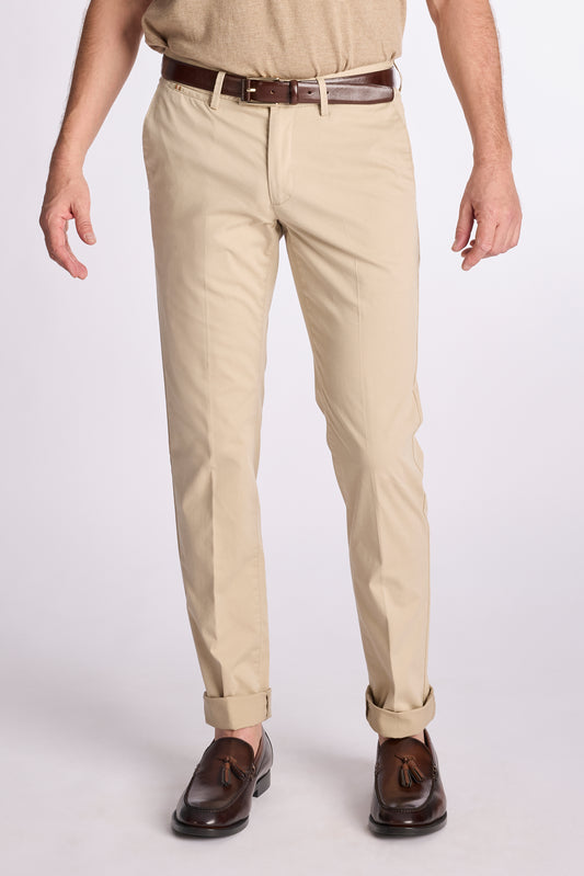 Zandkleurig modern fit broek Zilton - Sidney-D 44/410