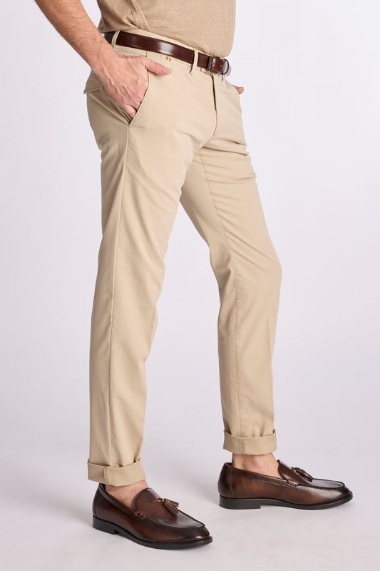 Zandkleurig modern fit broek Zilton - Sidney-D 44/410