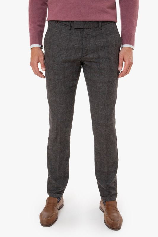 Bruine geruite slim fit broek Zilton - Sidney-D 50/481