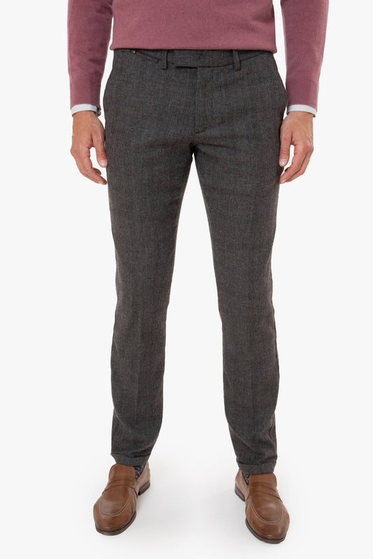 Brown checkered slim fit trousers Zilton - Sidney-D 50/481