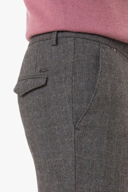 Brown checkered slim fit trousers Zilton - Sidney-D 50/481