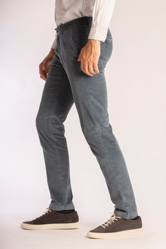 Blue corduroy slim fit trousers Zilton - Sidney-P 58/373