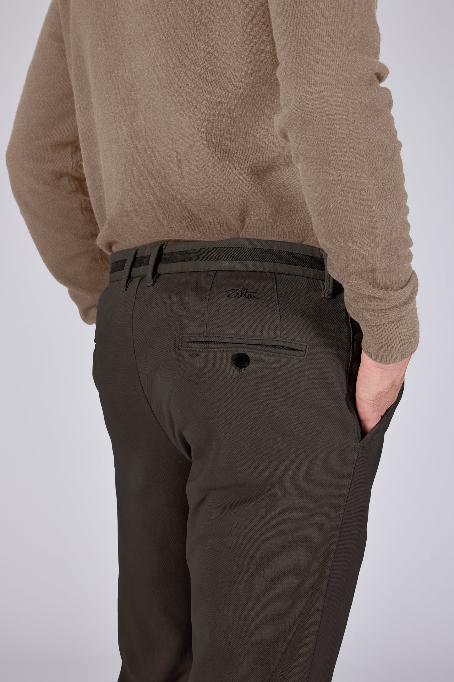 Dark brown modern fit trousers Zilton - Sidney-PF 21/481