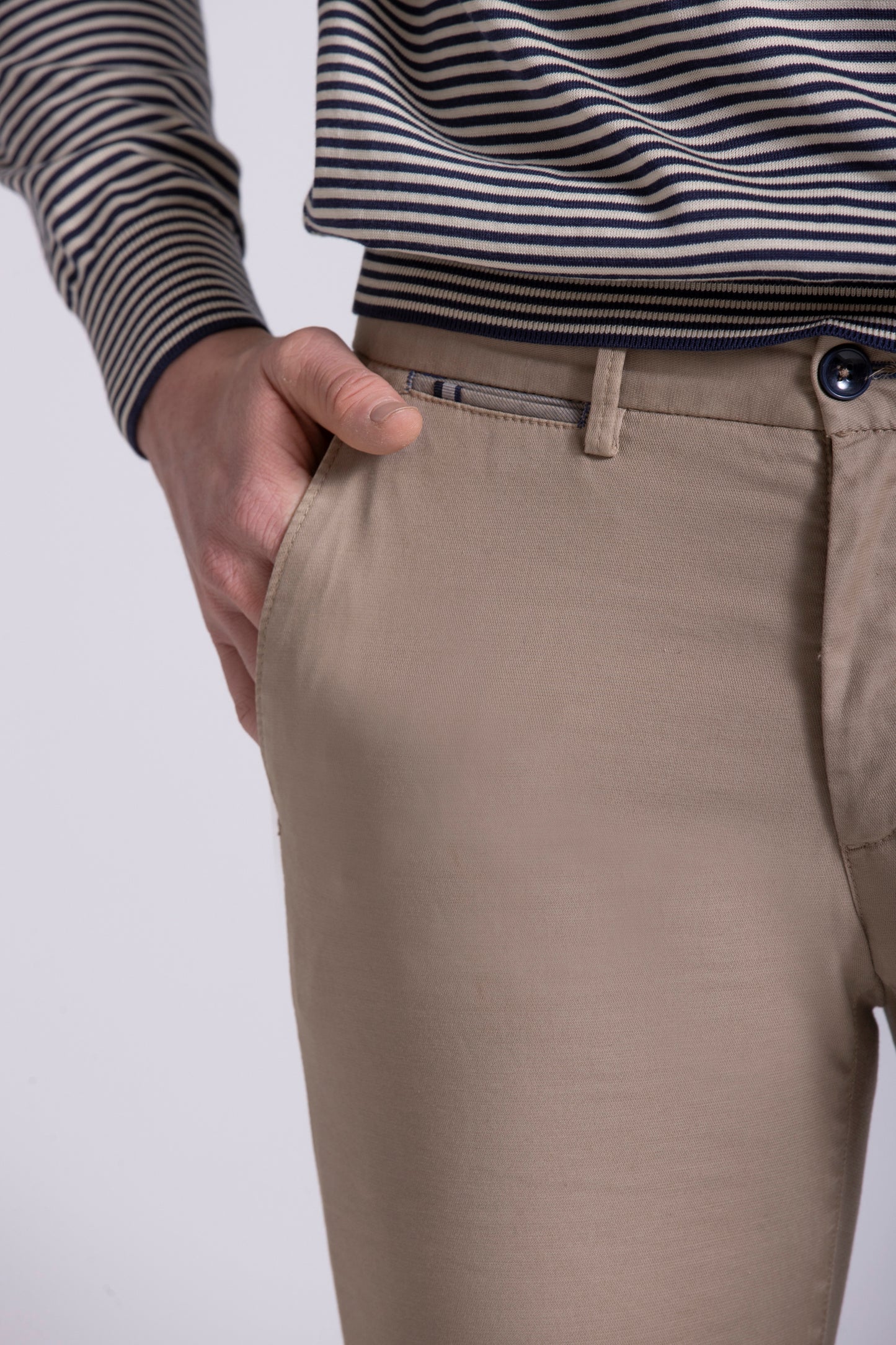 Beige cotton slim fit trousers Zilton - Sidney 17/420