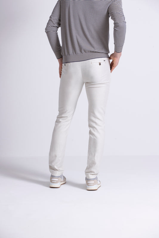 Cream cotton linnen slim fit trousers Zilton - Sidney 24/112