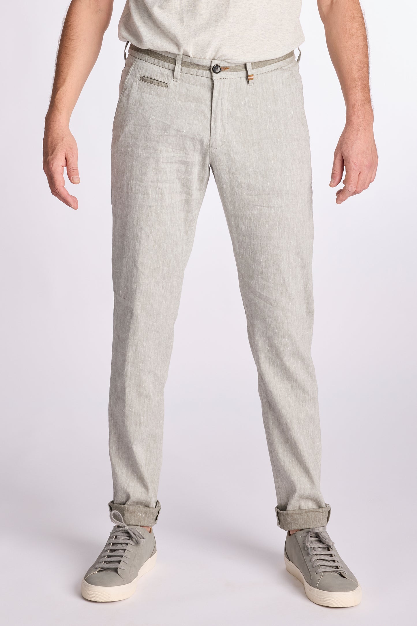 Olijfgroene katoenen linnen modern fit broek Zilton - Sidney 58/563