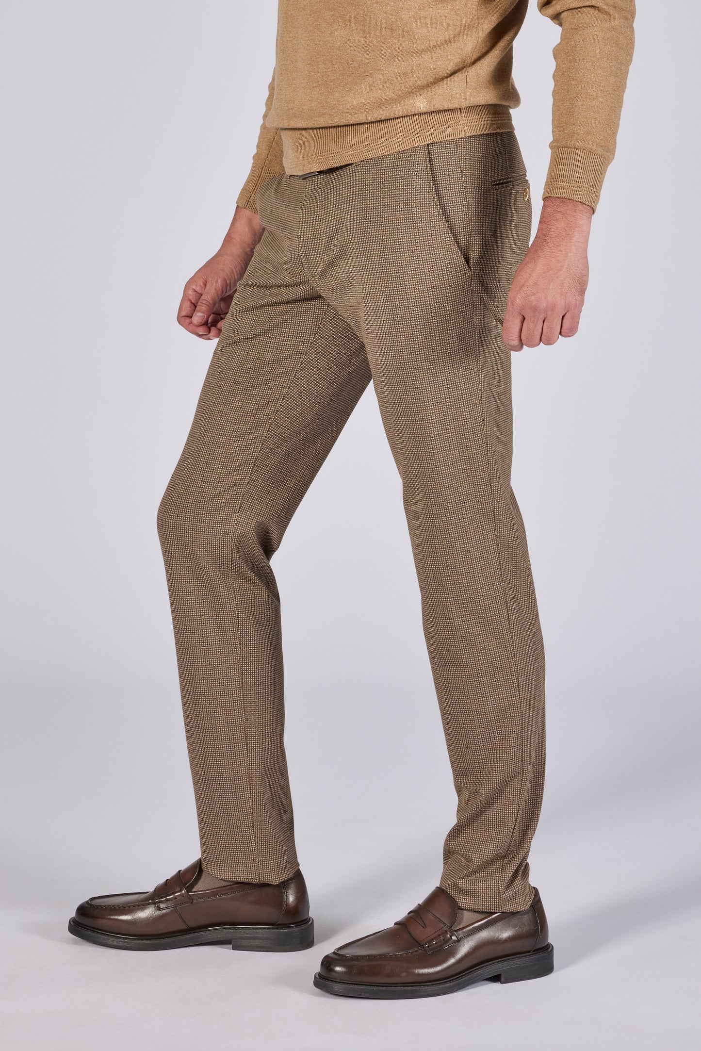Brown checkered modeern fit trousers Zilton - Sidney 81/563