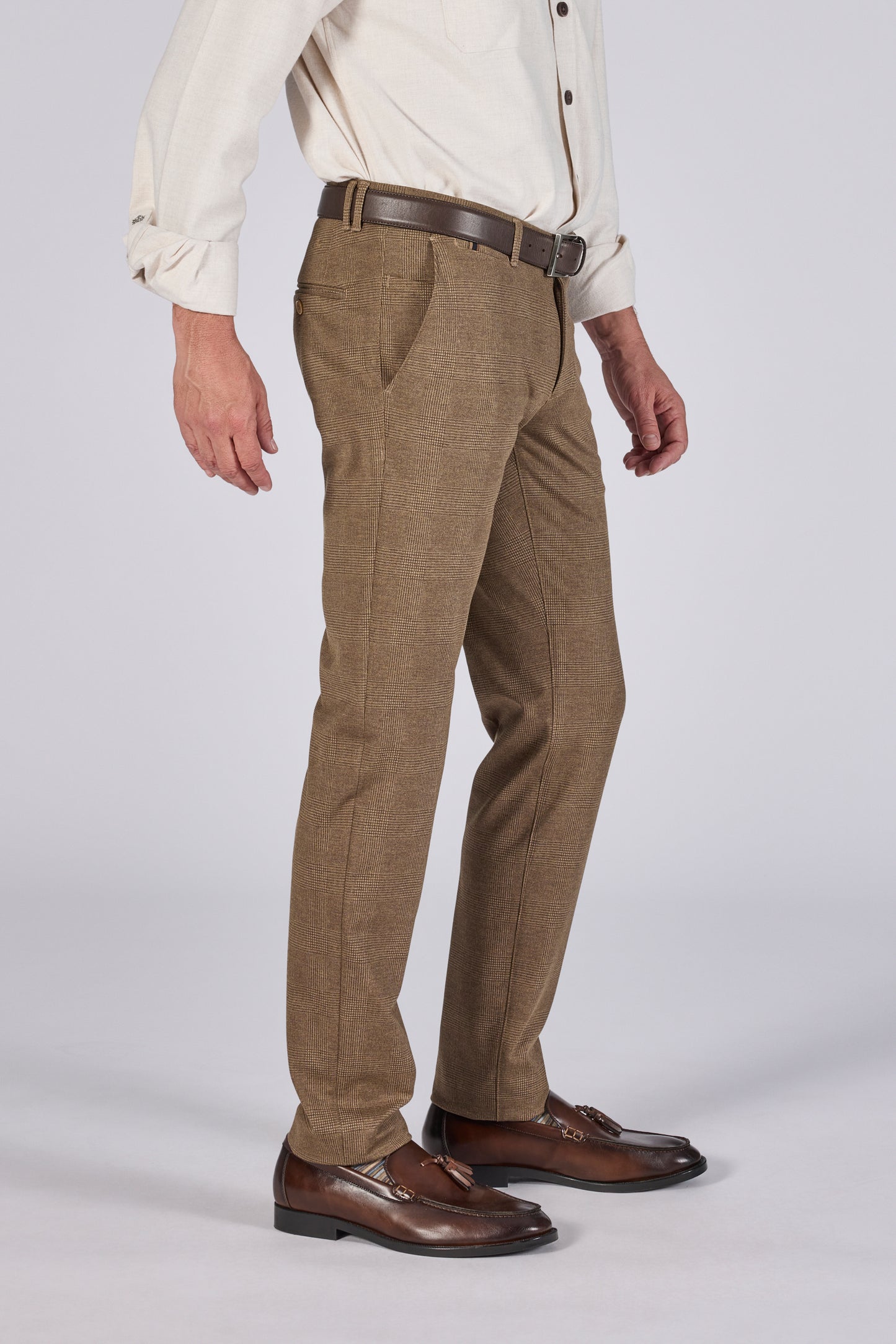 Brown checkered modern fit trousers Zilton - Sidney 82/563
