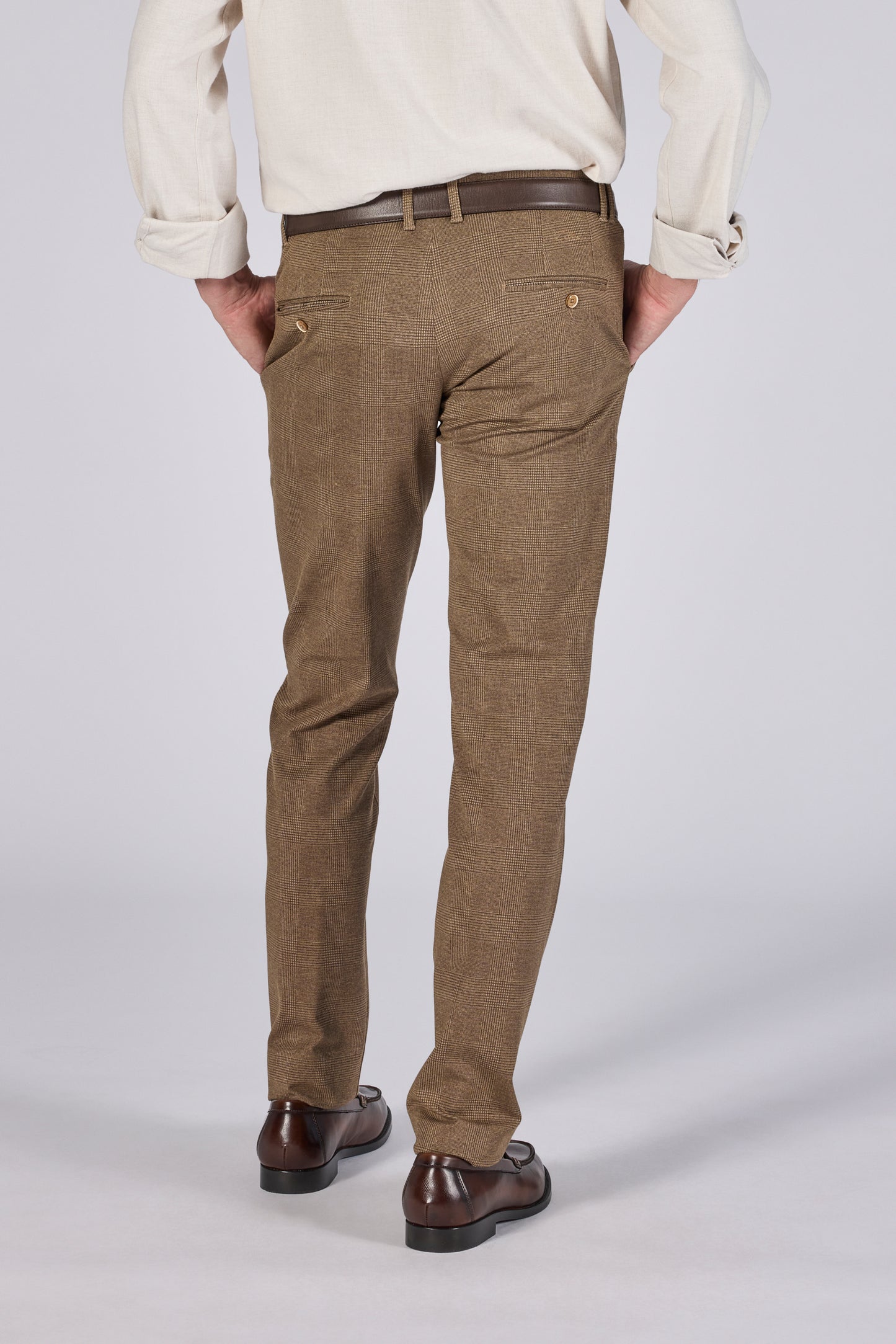 Brown checkered modern fit trousers Zilton - Sidney 82/563