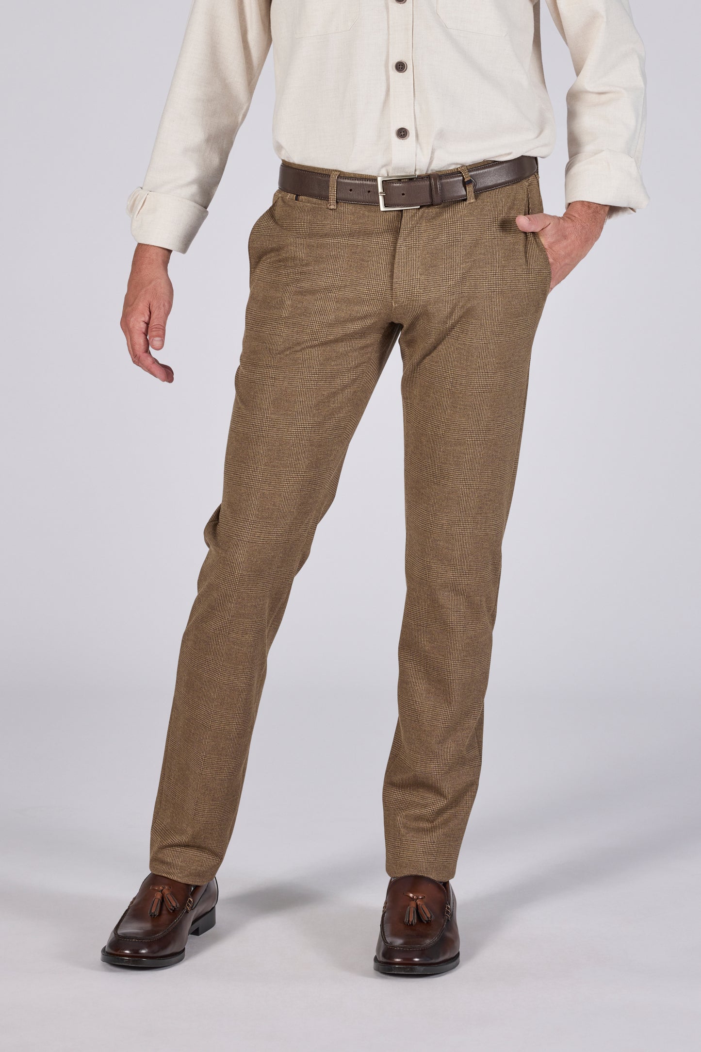 Brown checkered modern fit trousers Zilton - Sidney 82/563